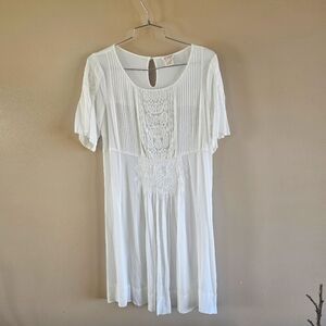 Sundance Ivory Embroidered Boho Sheer Dress Size S